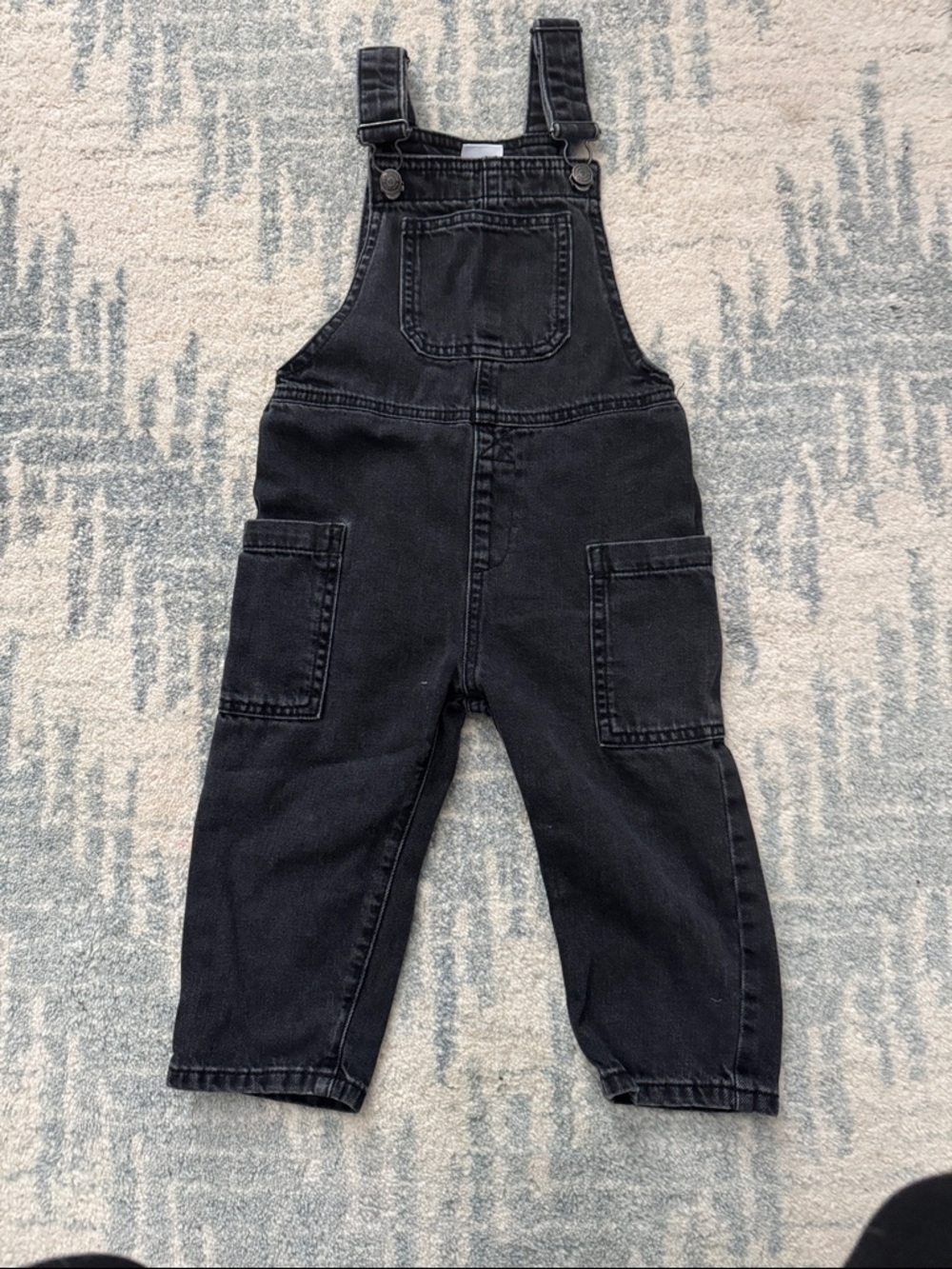Zara Black Denim Kids Overalls with Front Pocket
